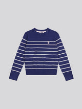 Stripe Crew Jumper Midnight Blue