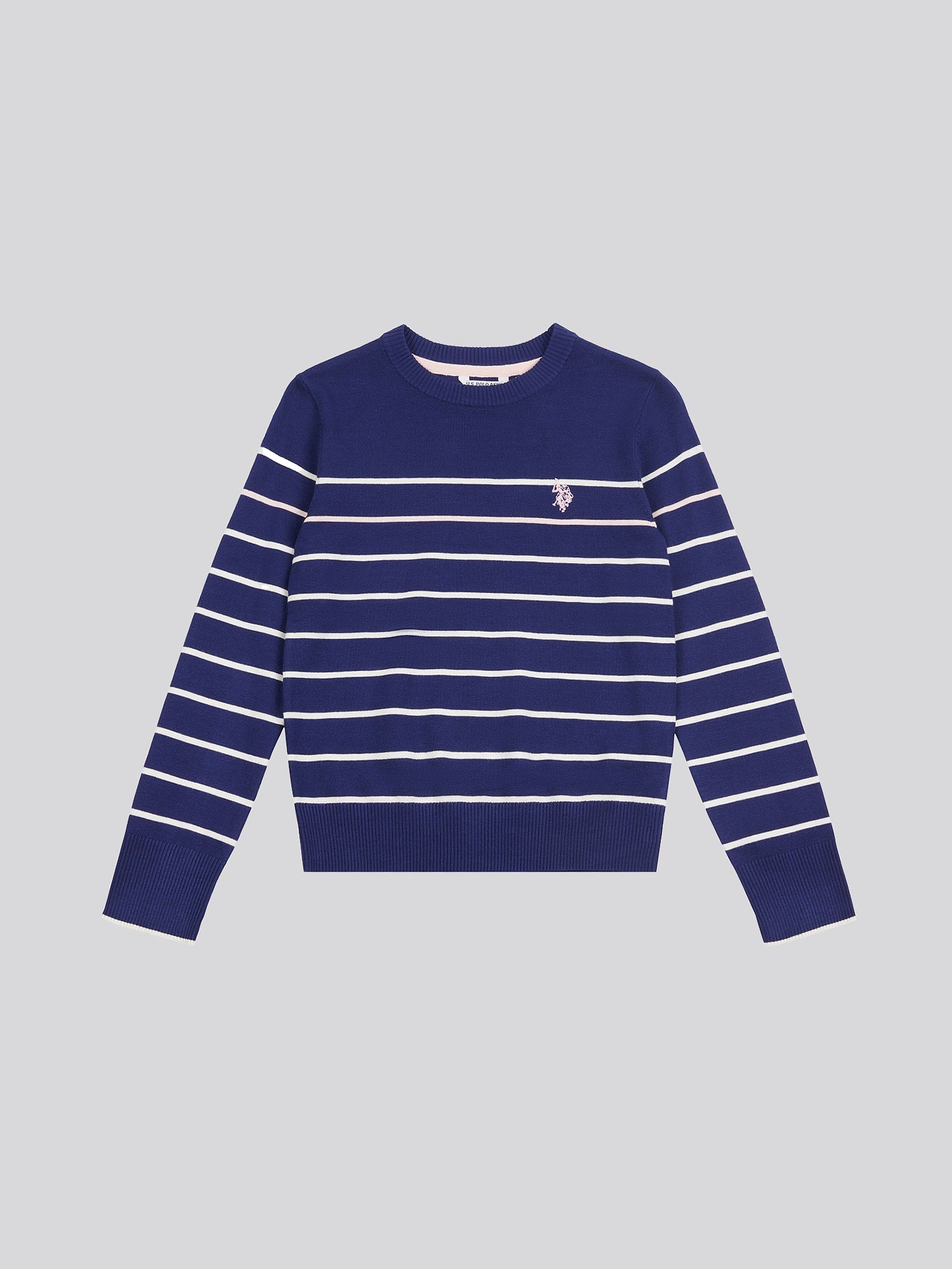 Stripe Crew Jumper Midnight Blue