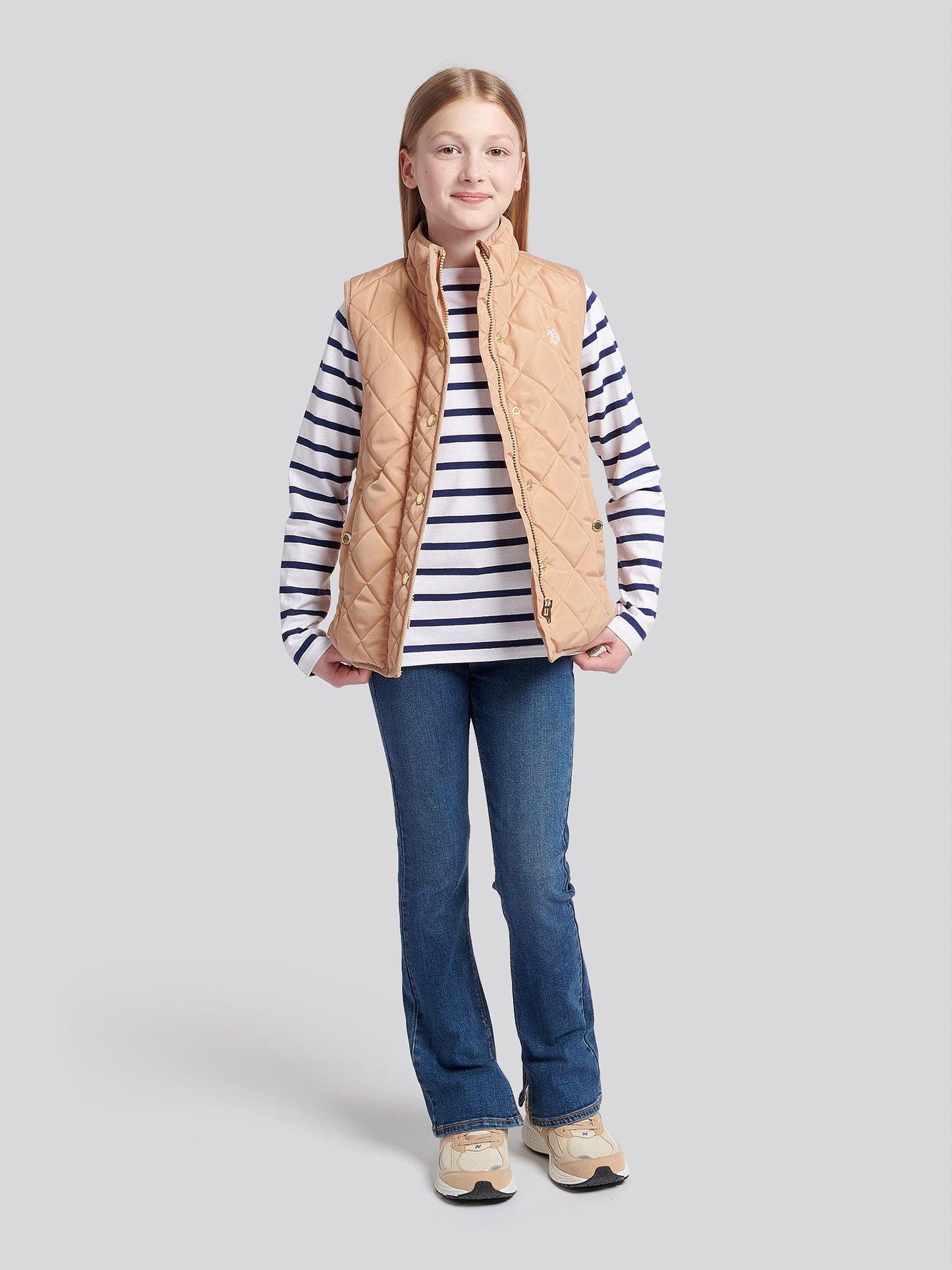 Girls Lightweight Quilted Gilet in Cuban Sand