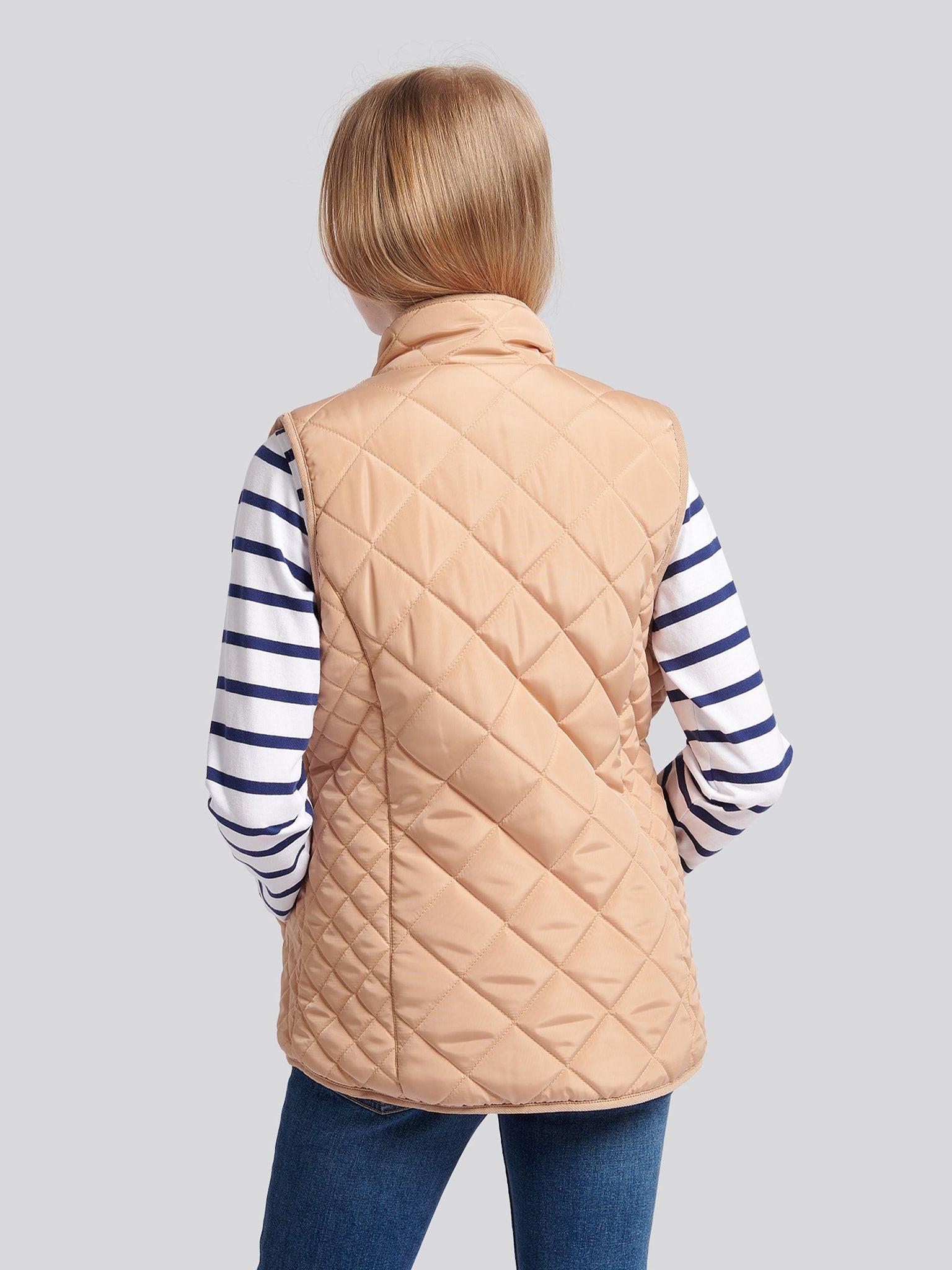 Girls Lightweight Quilted Gilet in Cuban Sand