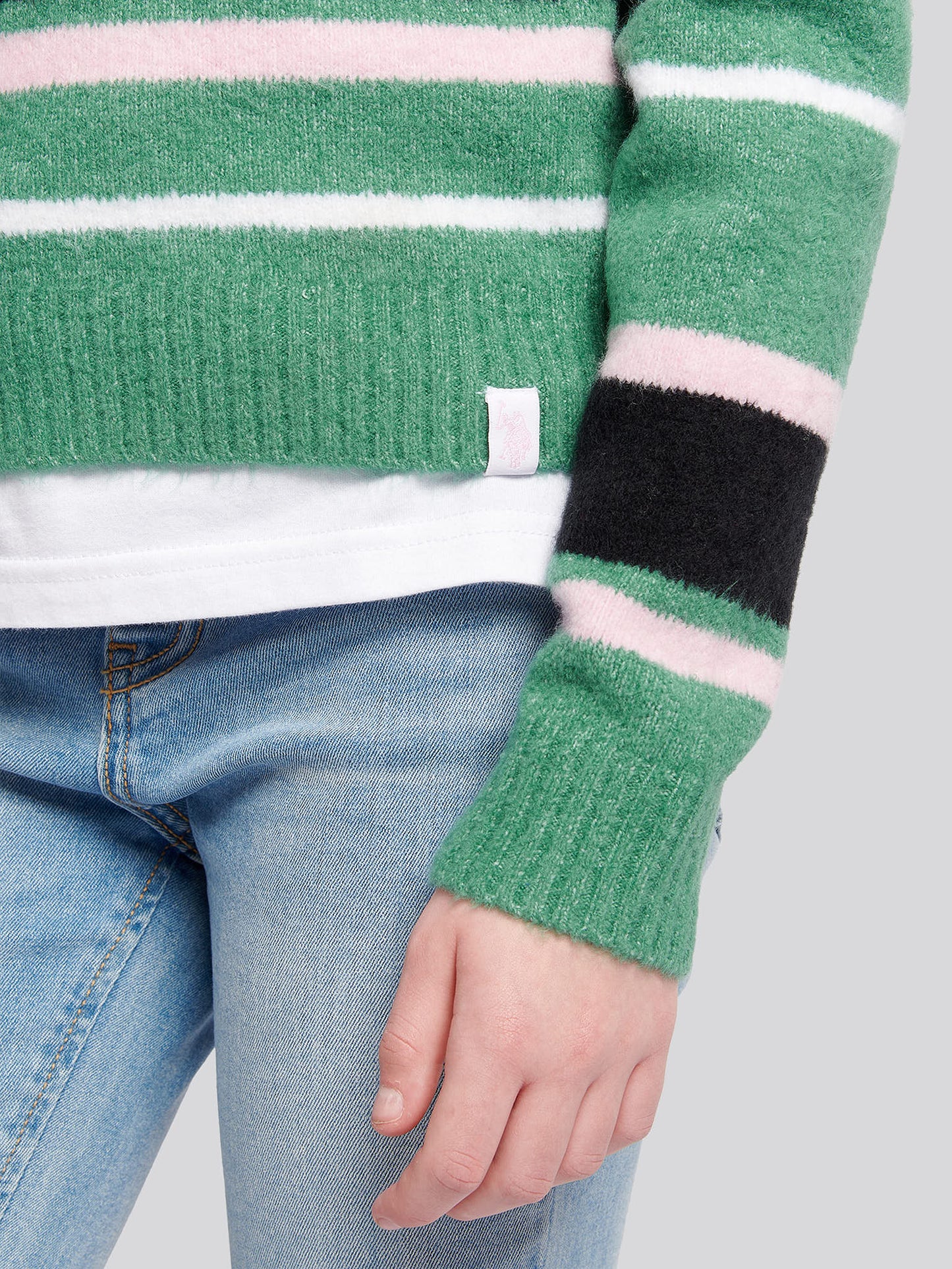 Brushed Stripe Polo Jumper Deep Sea