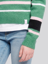 Brushed Stripe Polo Jumper Deep Sea