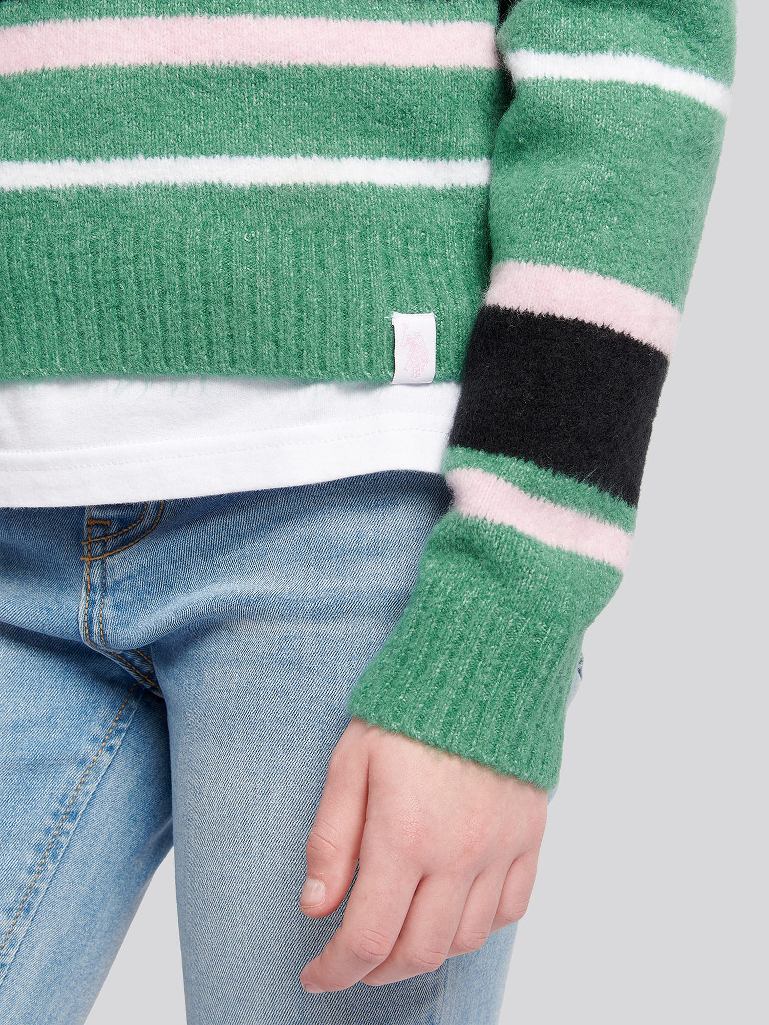 Brushed Stripe Polo Jumper Deep Sea