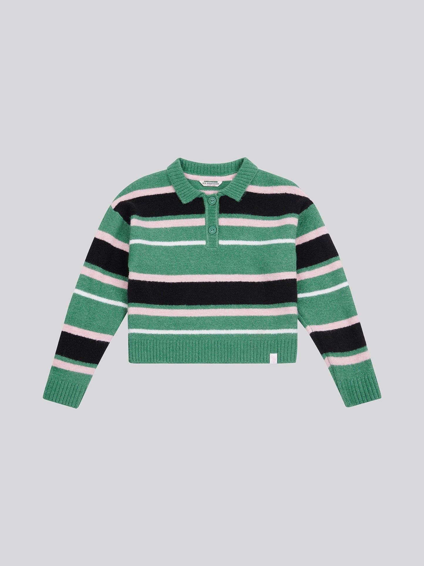 Brushed Stripe Polo Jumper Deep Sea