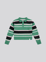 Brushed Stripe Polo Jumper Deep Sea
