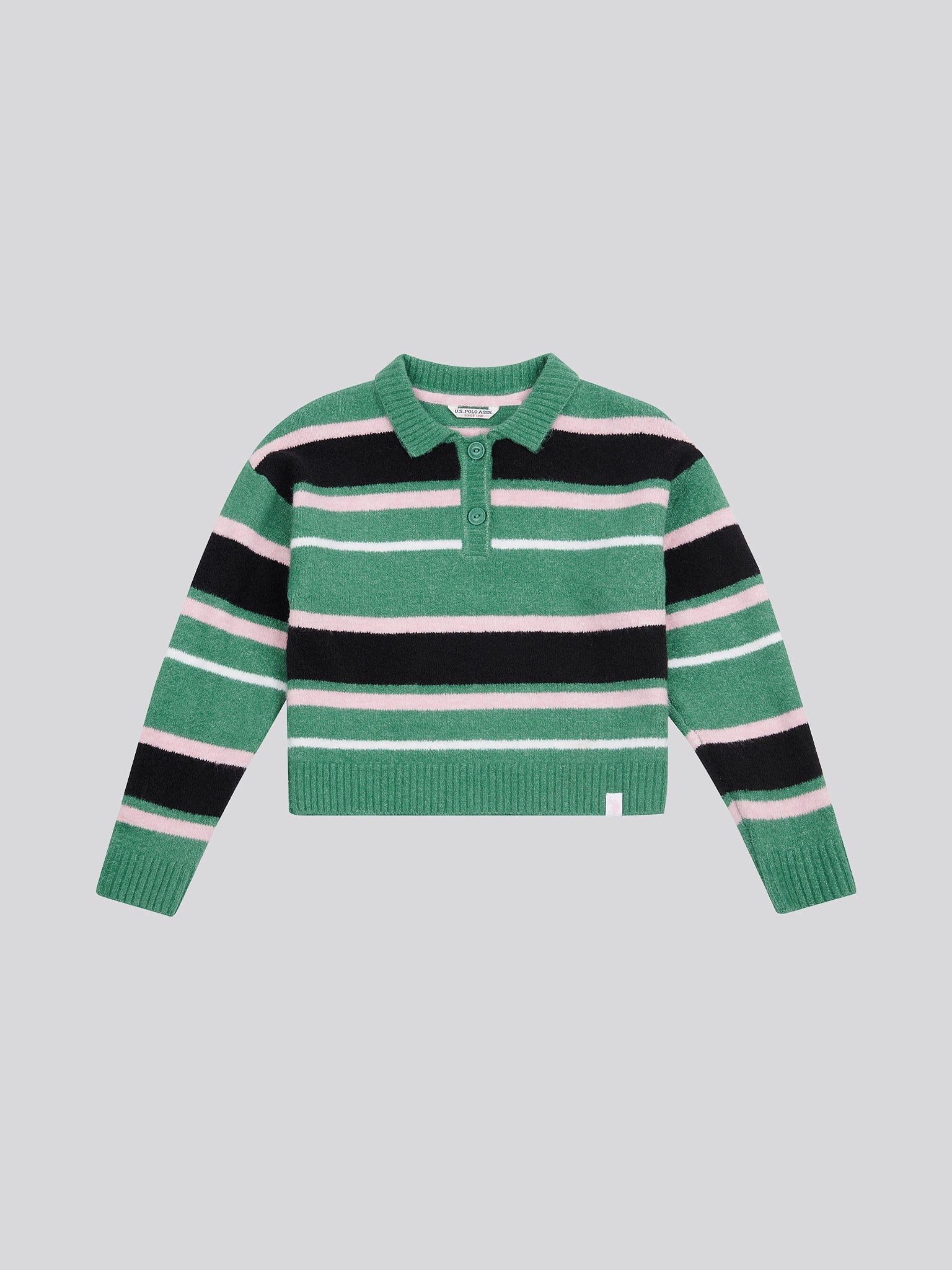 Brushed Stripe Polo Jumper Deep Sea