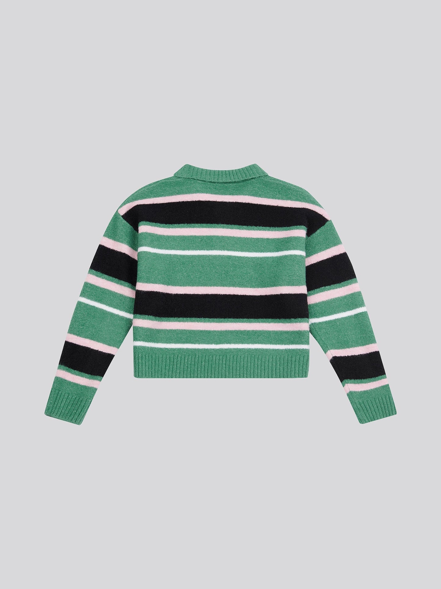 Brushed Stripe Polo Jumper Deep Sea