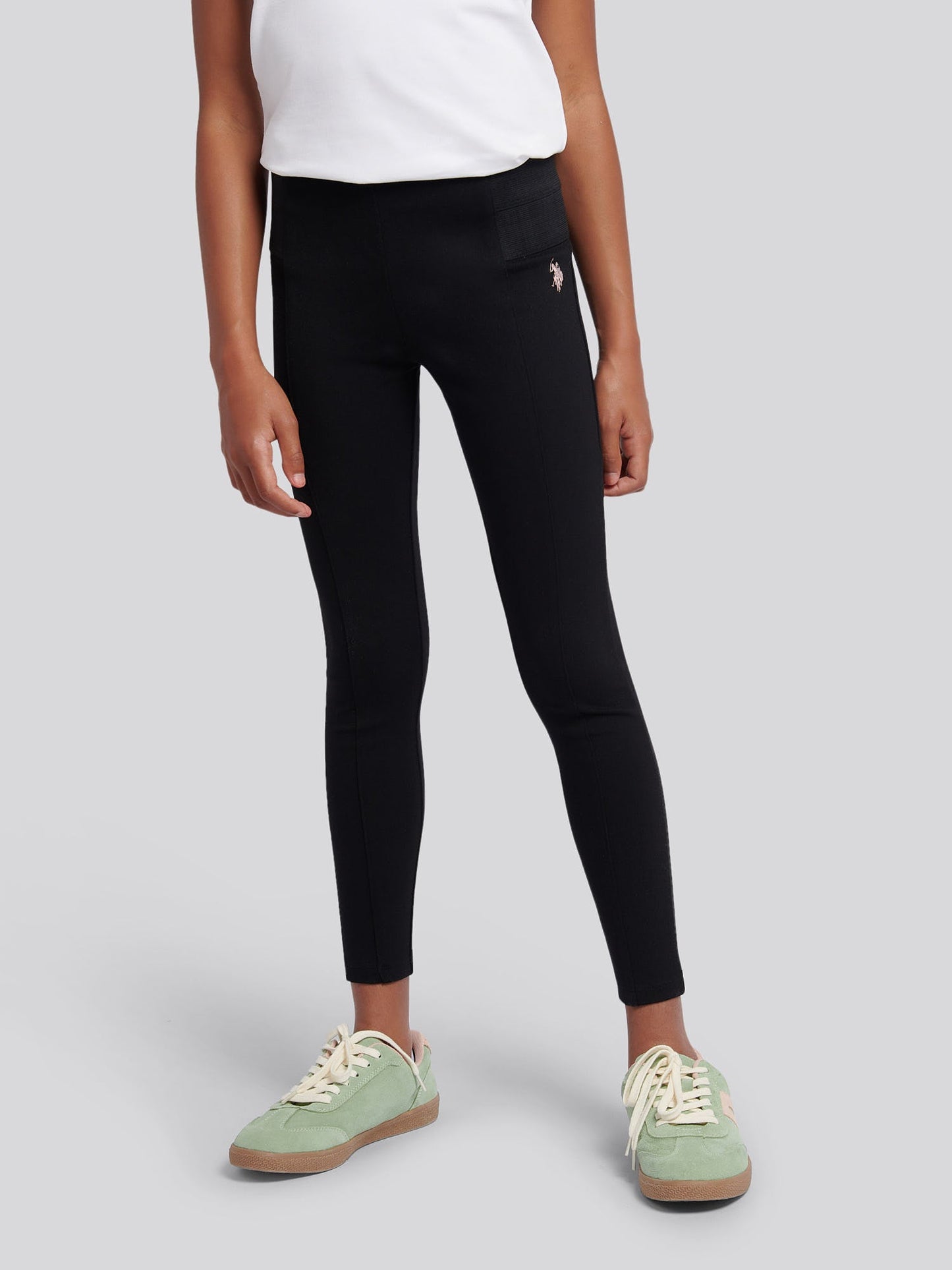 Girls Elastic Waistband Leggings Black