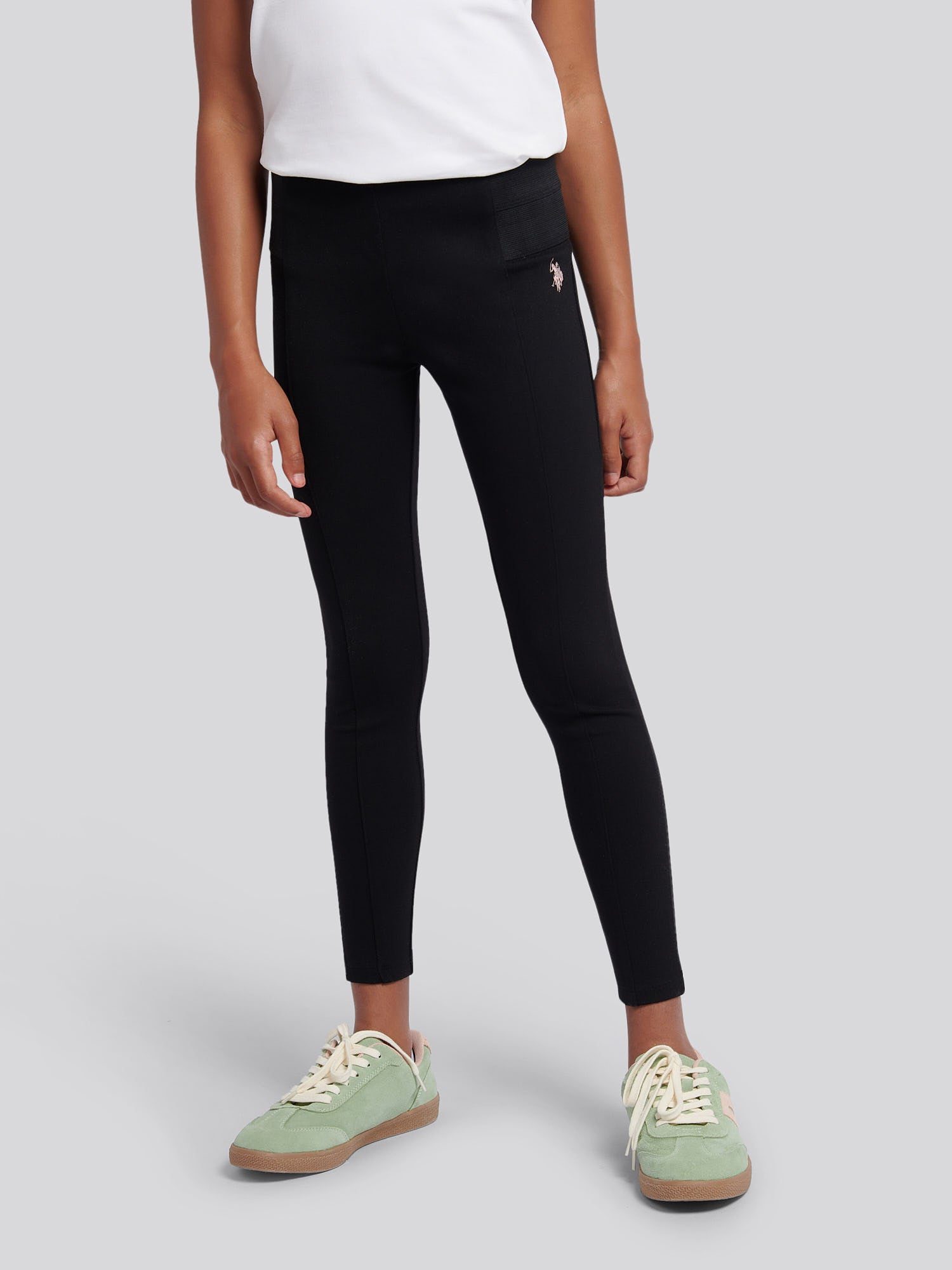 Girls Elastic Waistband Leggings Black