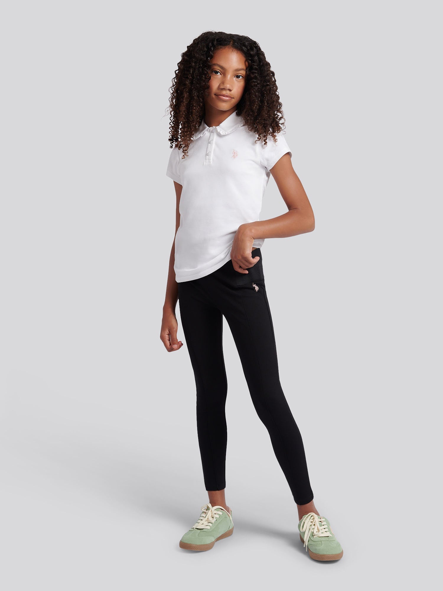 Girls Elastic Waistband Leggings Black