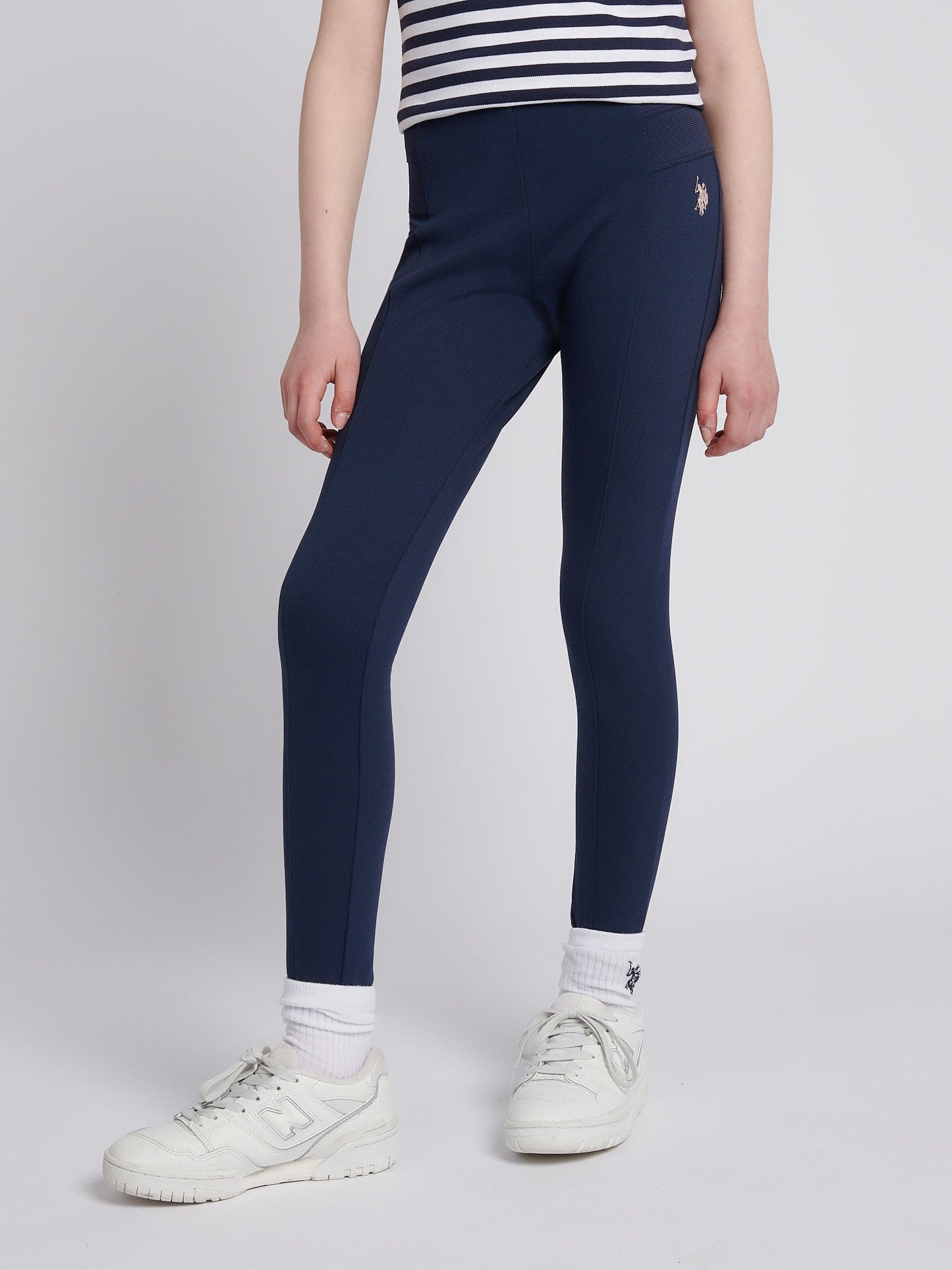 Girls Elastic Waistband Leggings Navy Iris