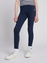 Girls Elastic Waistband Leggings Navy Iris