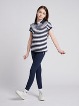 Girls Elastic Waistband Leggings Navy Iris