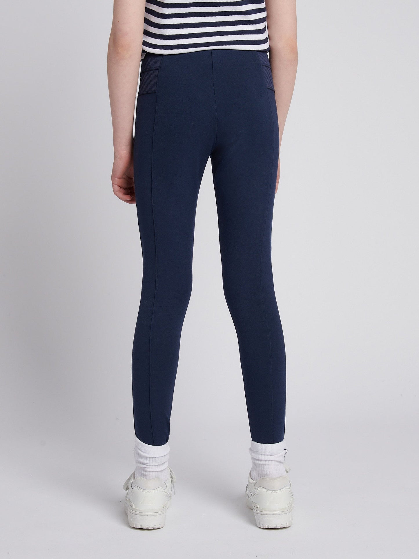 Girls Elastic Waistband Leggings Navy Iris