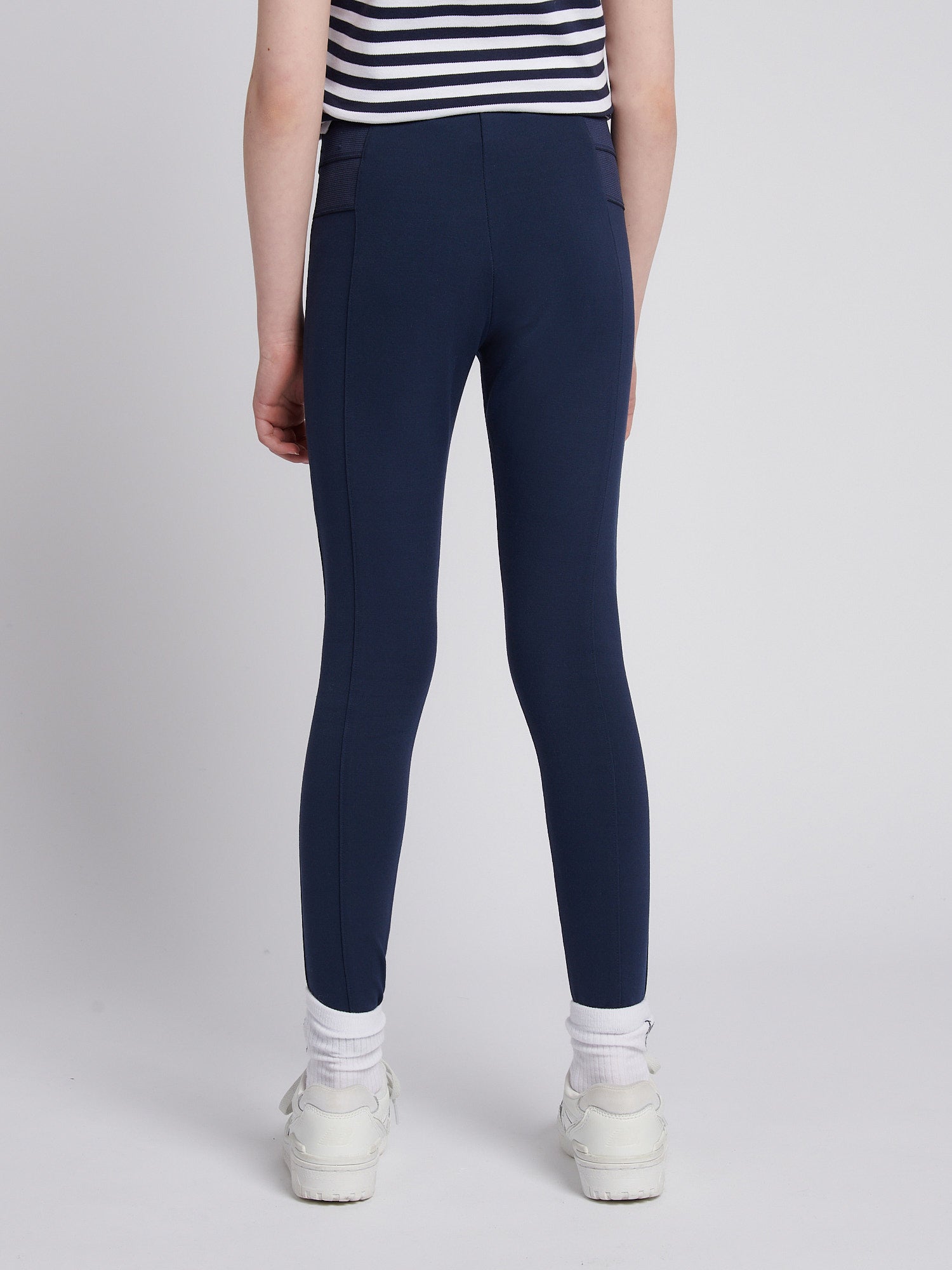 Girls Elastic Waistband Leggings Navy Iris