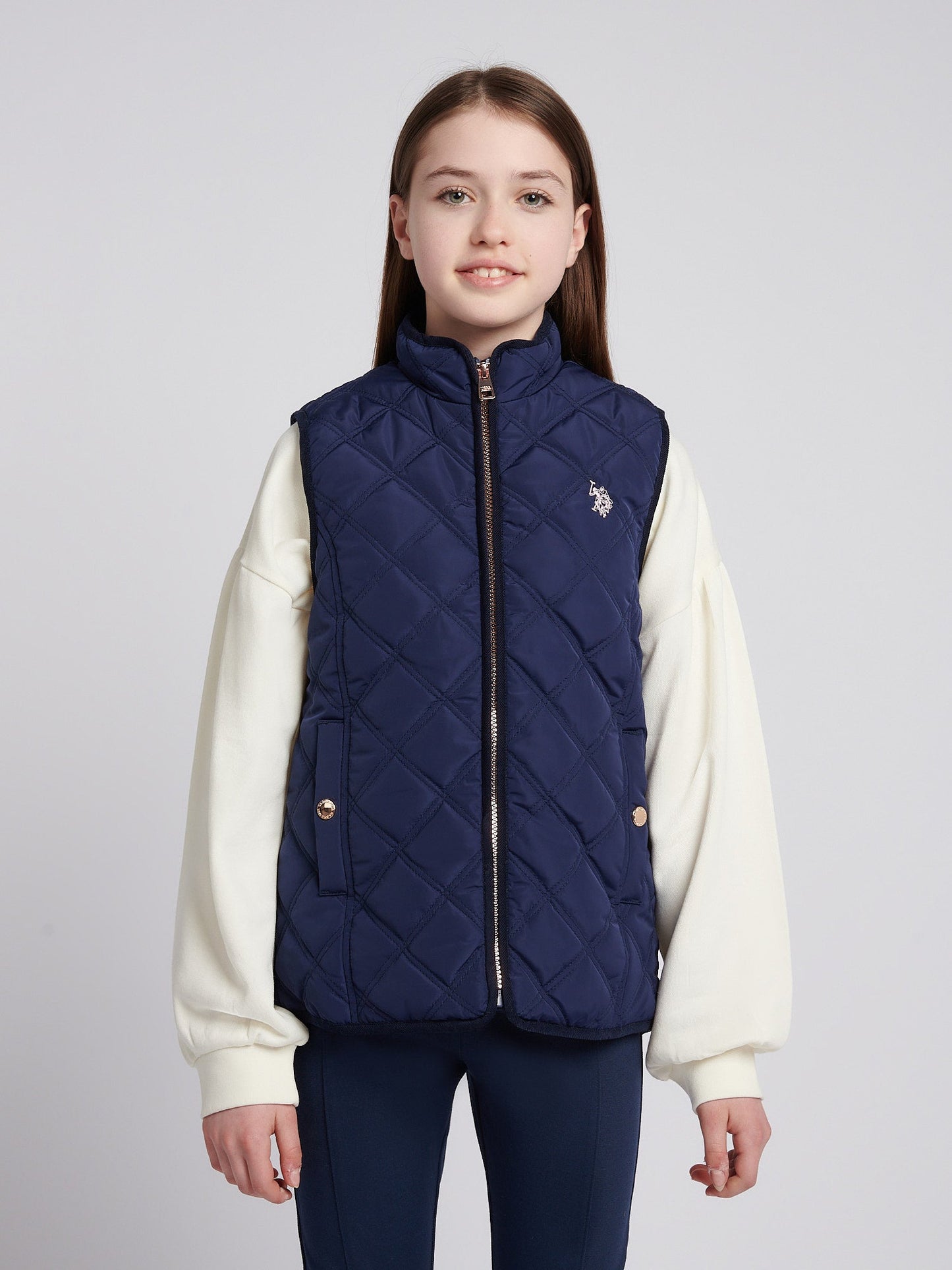 Girls Hacking Gilet in Navy Iris