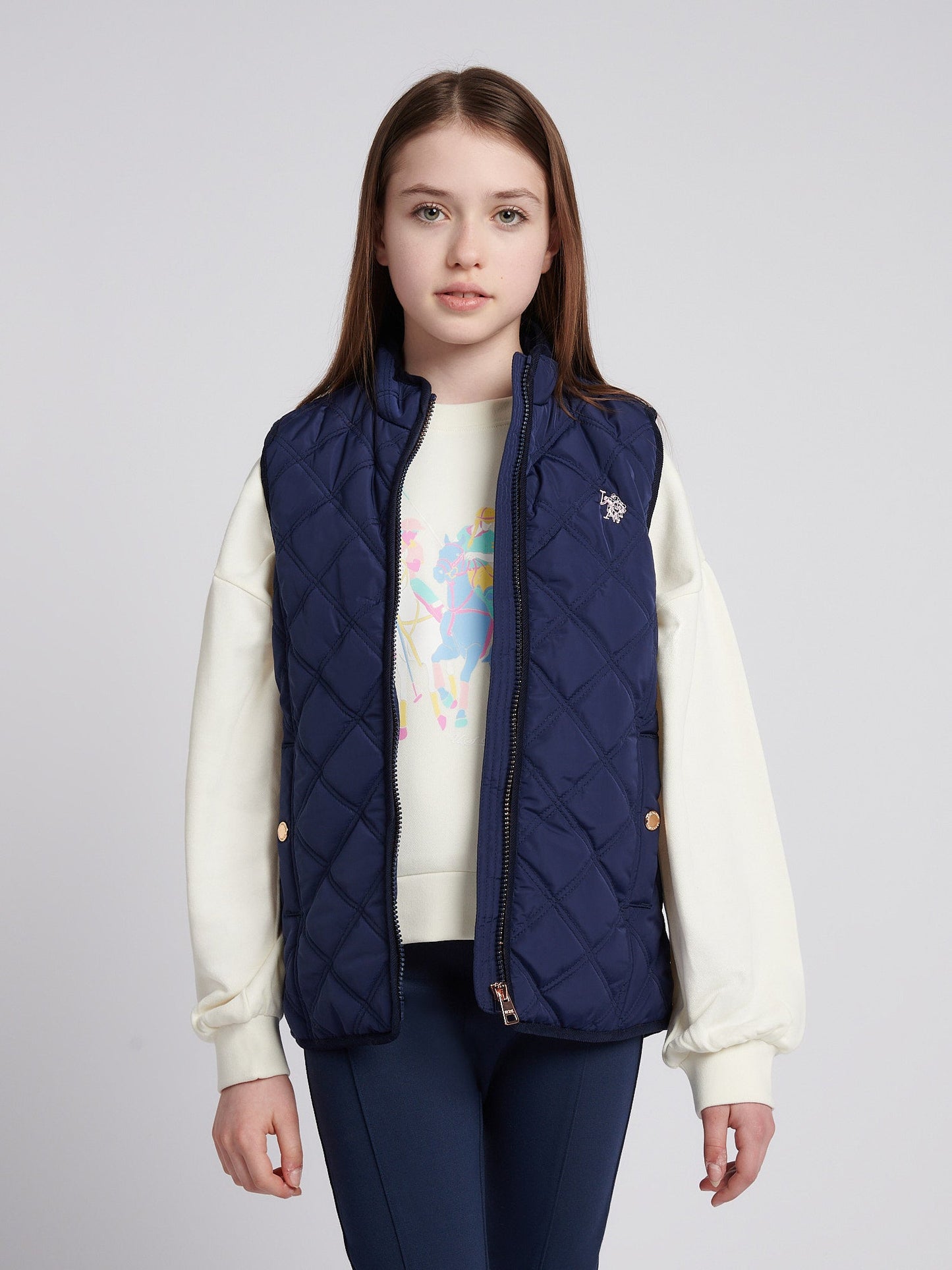 Girls Hacking Gilet in Navy Iris