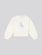 Girls Double Horsemen Puff Sleeve Sweat in Marshmallow