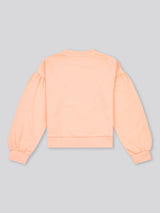 Girls Double Horsemen Puff Sleeve Sweat in Peach Nectar