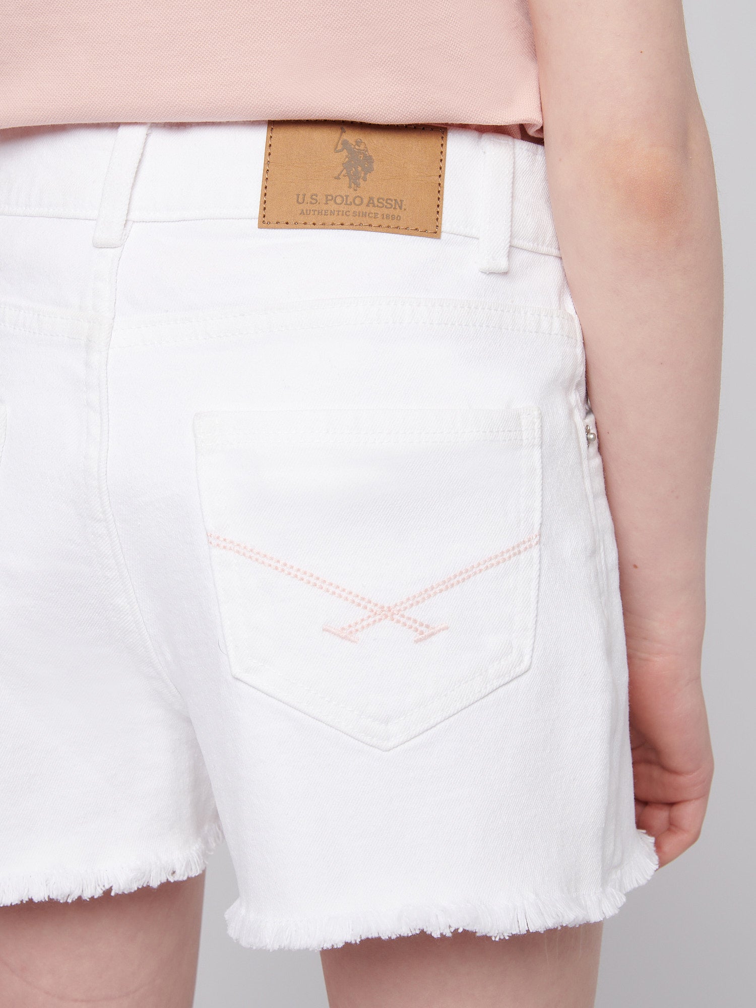 Girls Wash Denim Shorts in Bright White