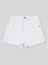 Girls Wash Denim Shorts in Bright White