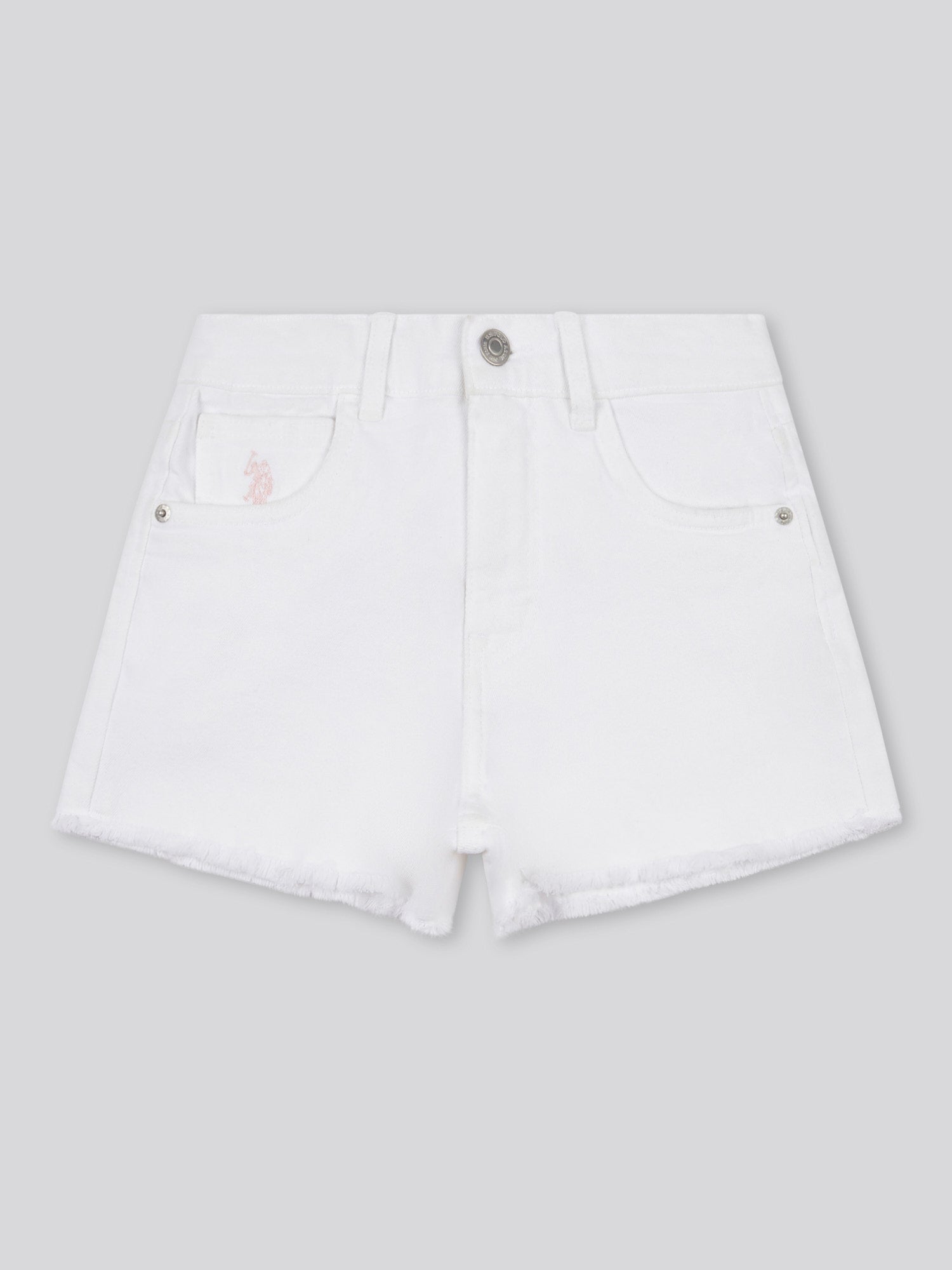 Girls Wash Denim Shorts in Bright White