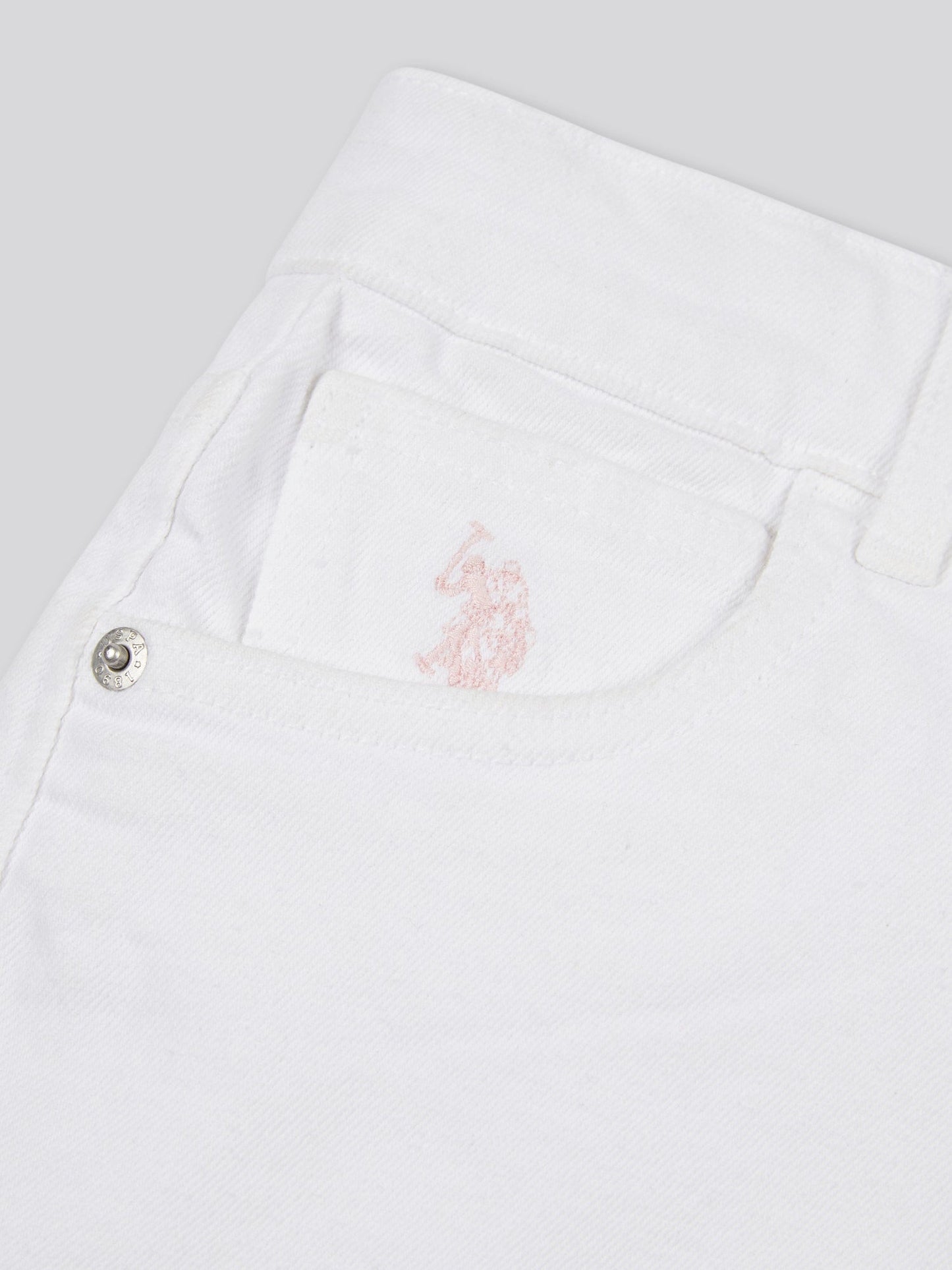 Girls Wash Denim Shorts in Bright White