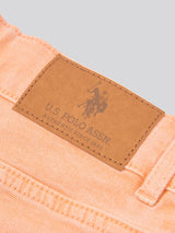 Girls Wash Denim Shorts in Peach Nectar