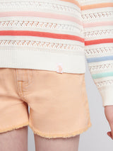 Girls Pointelle Stripe Knit Jumper in Bright White