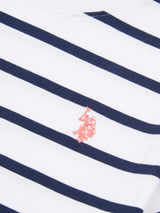 Girls Stripe Frill Cuff T-Shirt in Bright White