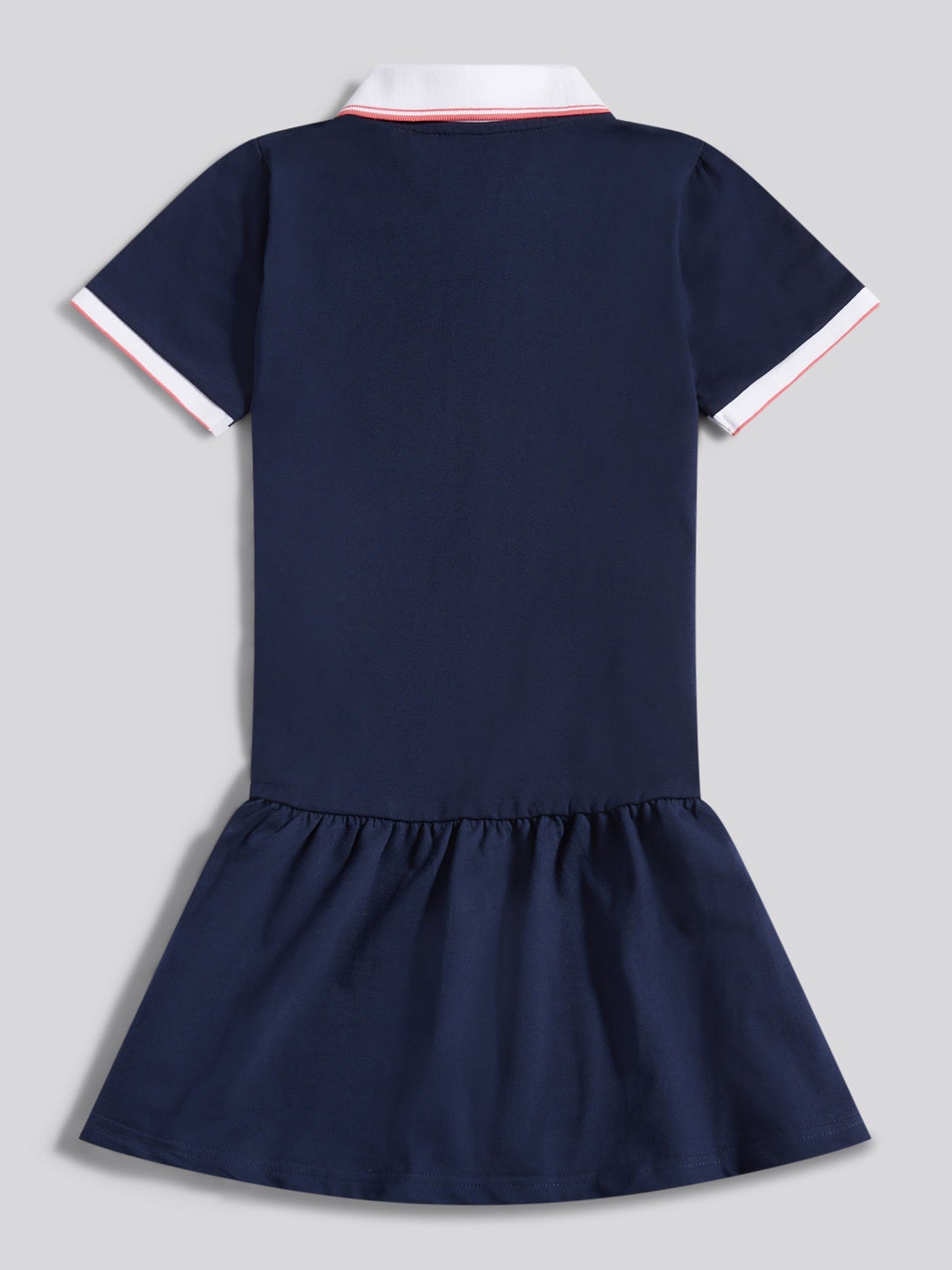Girls Fril Skirt Polo Dress in Navy Iris
