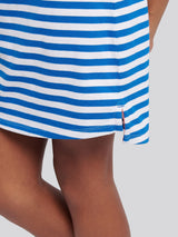 Girls Stripe Polo Dress in Strong Blue