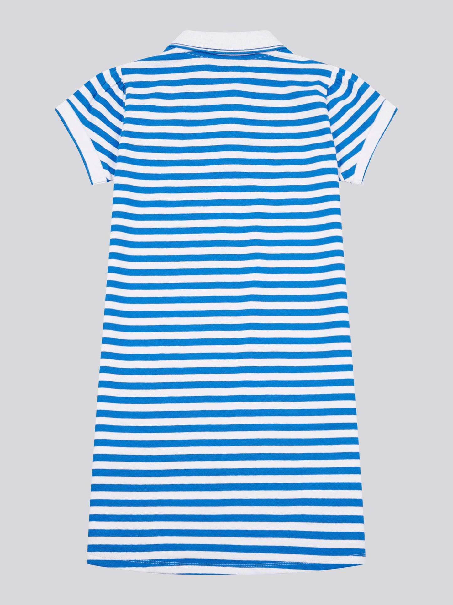 Girls Stripe Polo Dress in Strong Blue