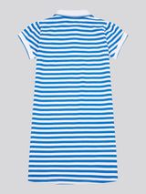 Girls Stripe Polo Dress in Strong Blue