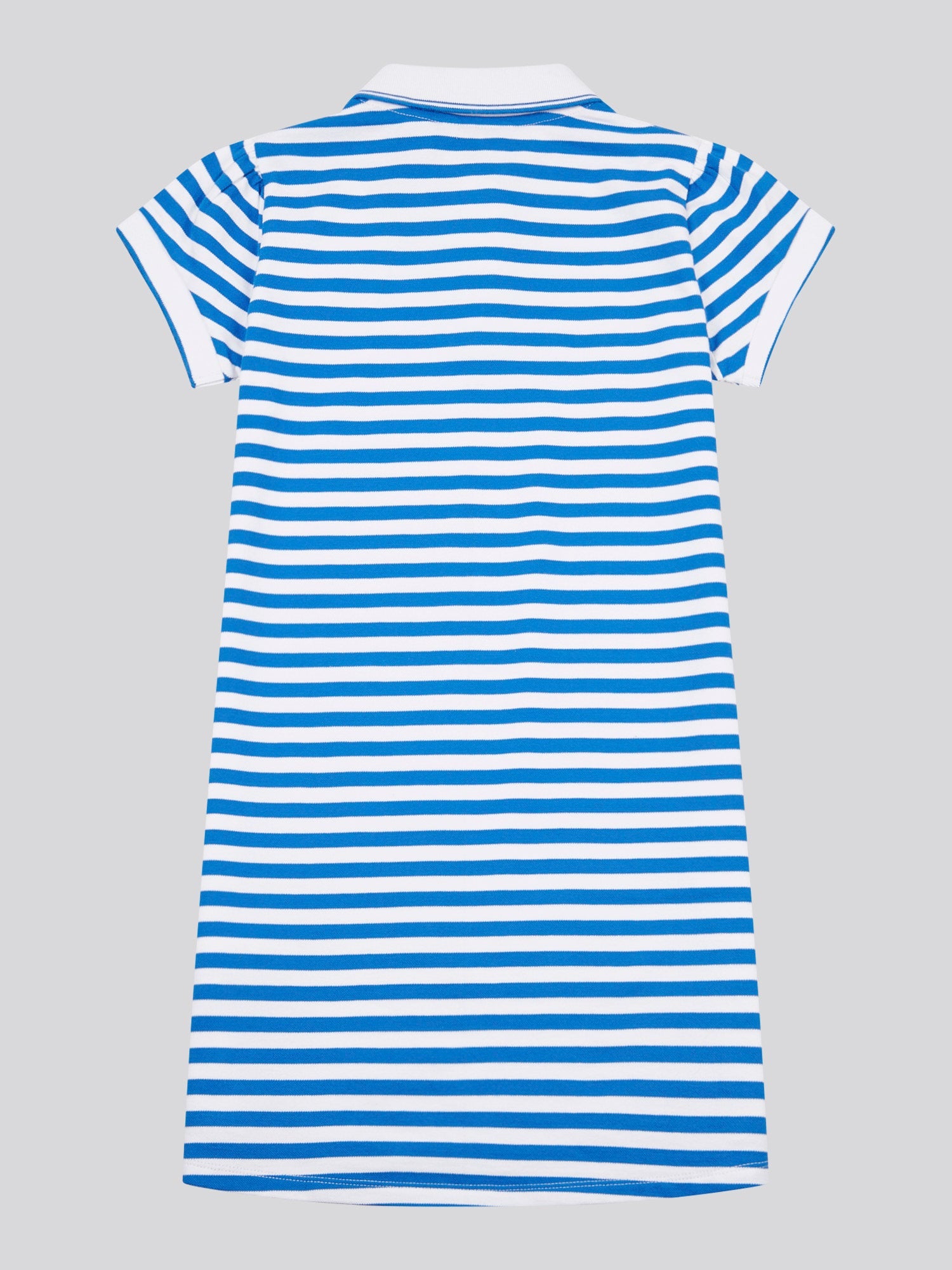 Girls Stripe Polo Dress in Strong Blue