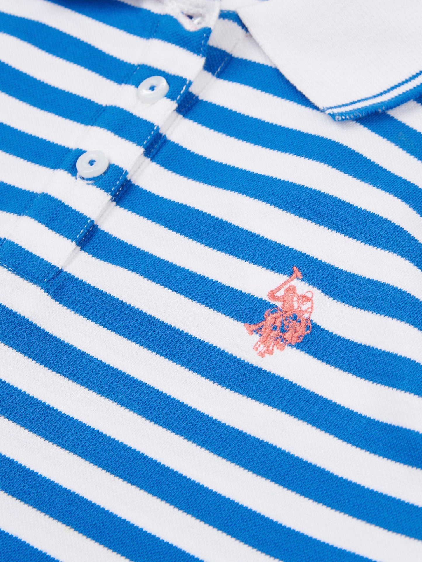 Girls Stripe Polo Dress in Strong Blue