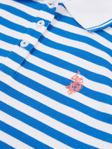 Girls Stripe Polo Dress in Strong Blue