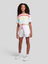Girls Stripe T-Shirt & Short Set in Bright White