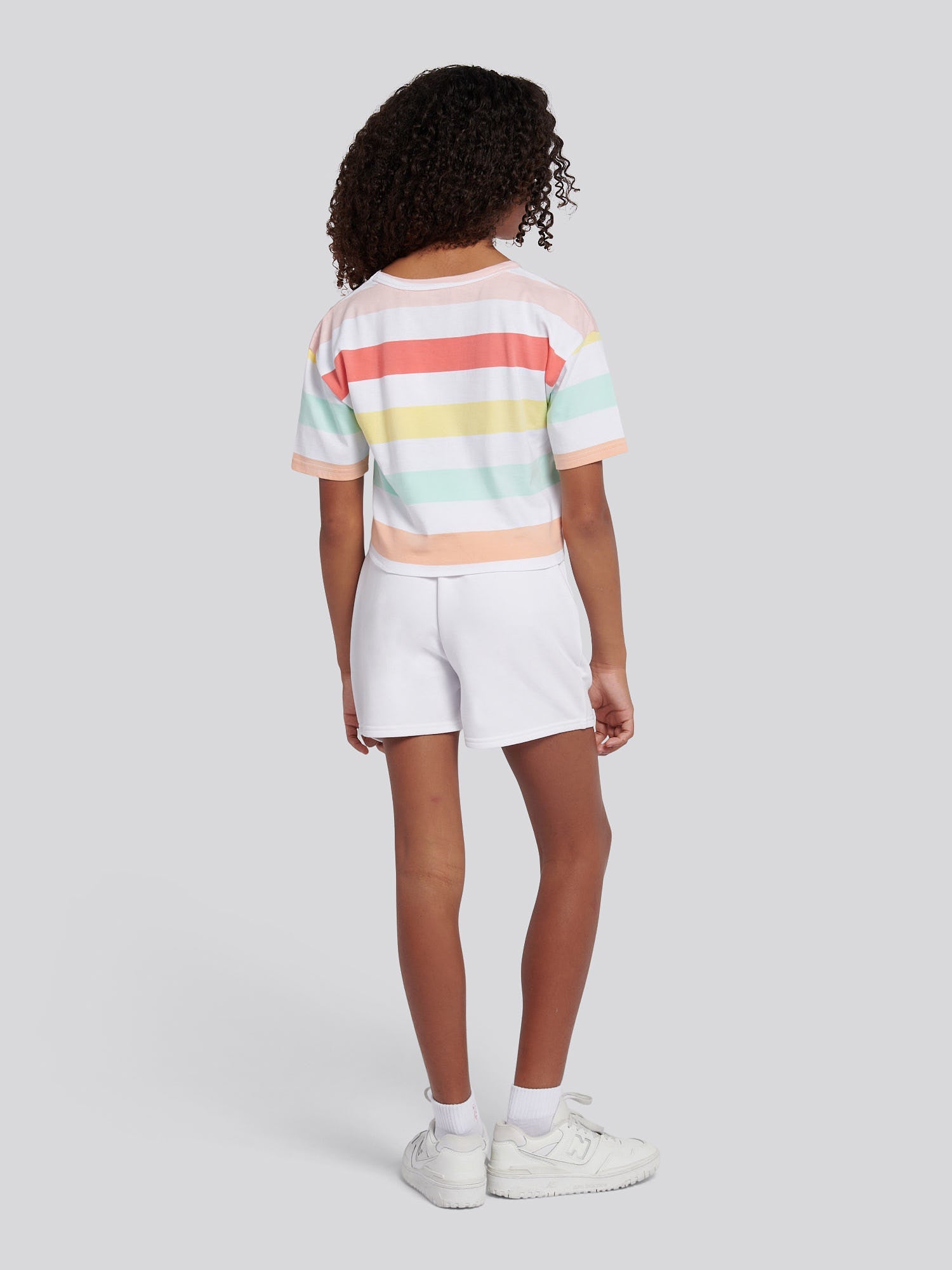 Girls Stripe T-Shirt & Short Set in Bright White
