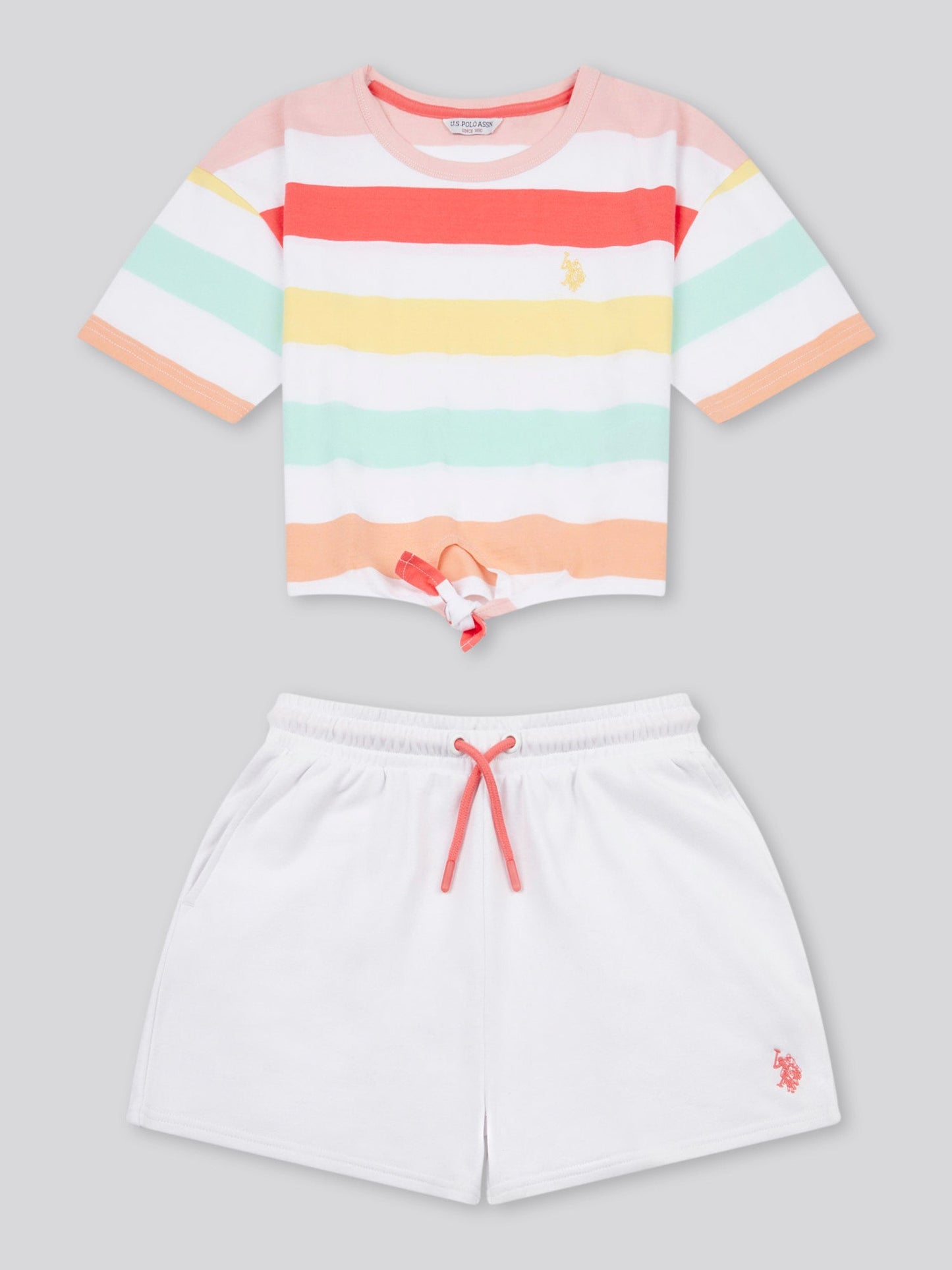 Girls Stripe T-Shirt & Short Set in Bright White