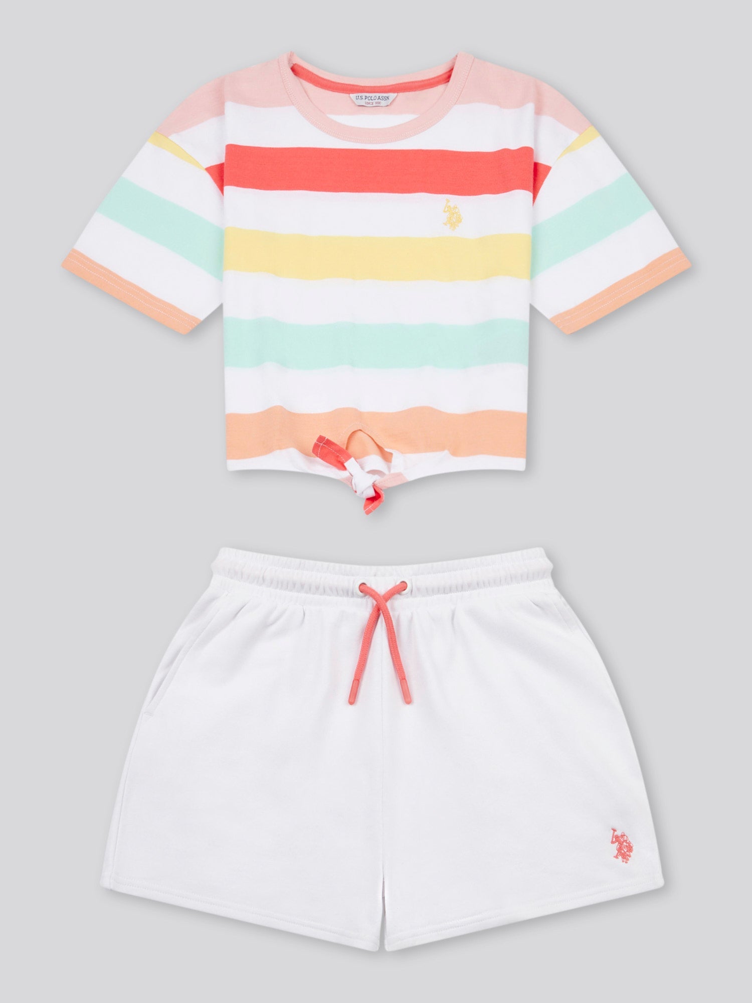 Girls Stripe T-Shirt & Short Set in Bright White