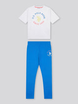 Girls Graphic Oversized T-Shirt & Legging Set in Strong Blue
