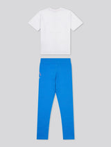 Girls Graphic Oversized T-Shirt & Legging Set in Strong Blue