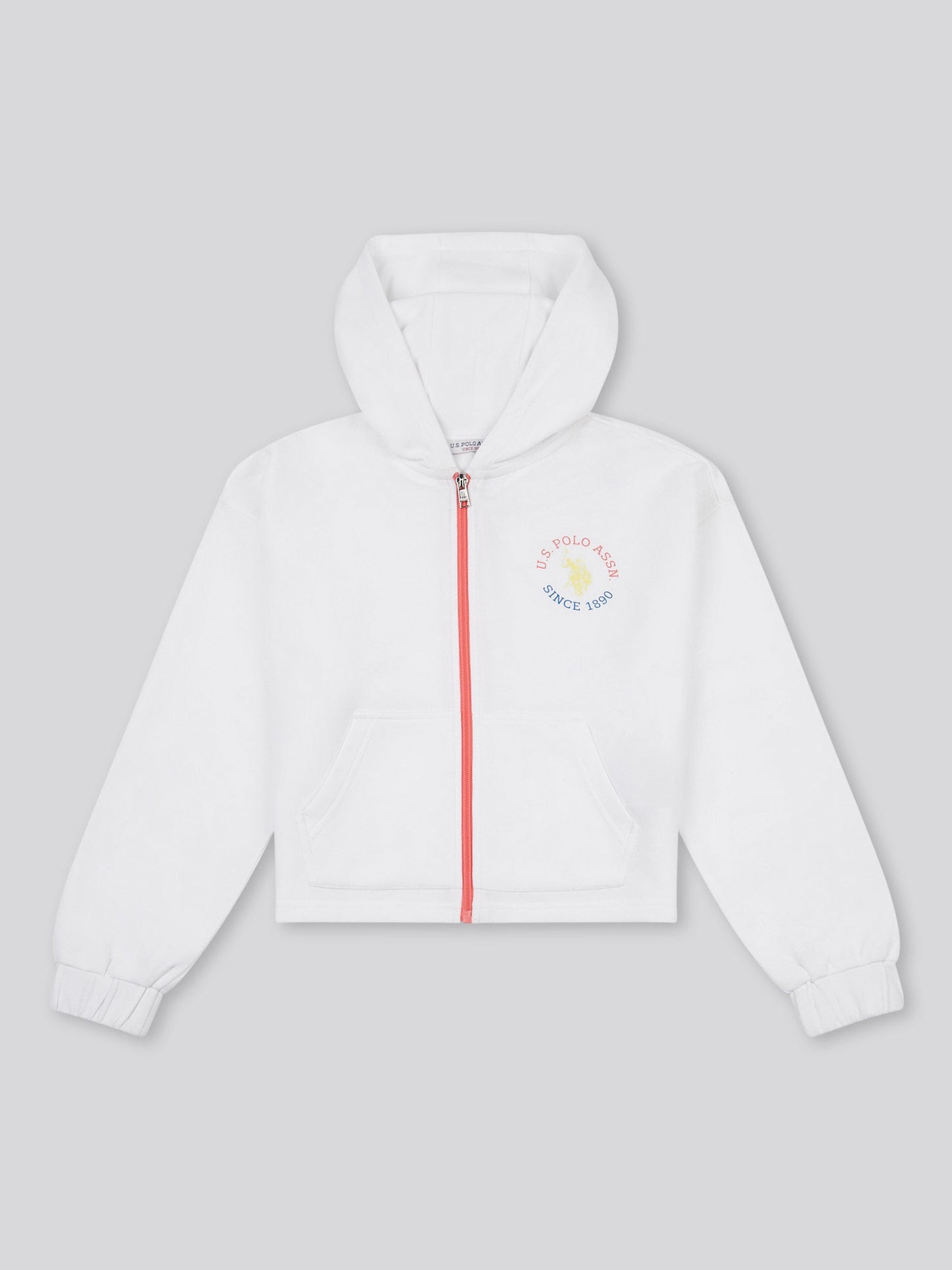 Girls Graphic Zip Through Sweat in Bright White