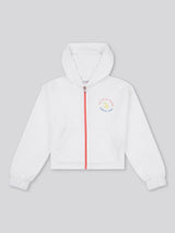 Girls Graphic Zip Through Sweat in Bright White