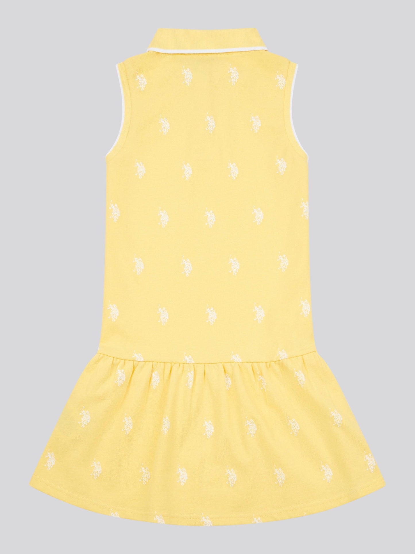 Girls Double Horsemen Print Polo Dress in Sunshine