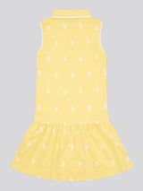 Girls Double Horsemen Print Polo Dress in Sunshine