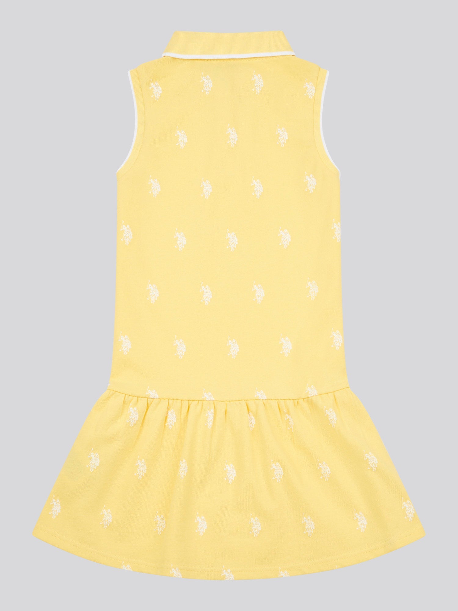 Girls Double Horsemen Print Polo Dress in Sunshine