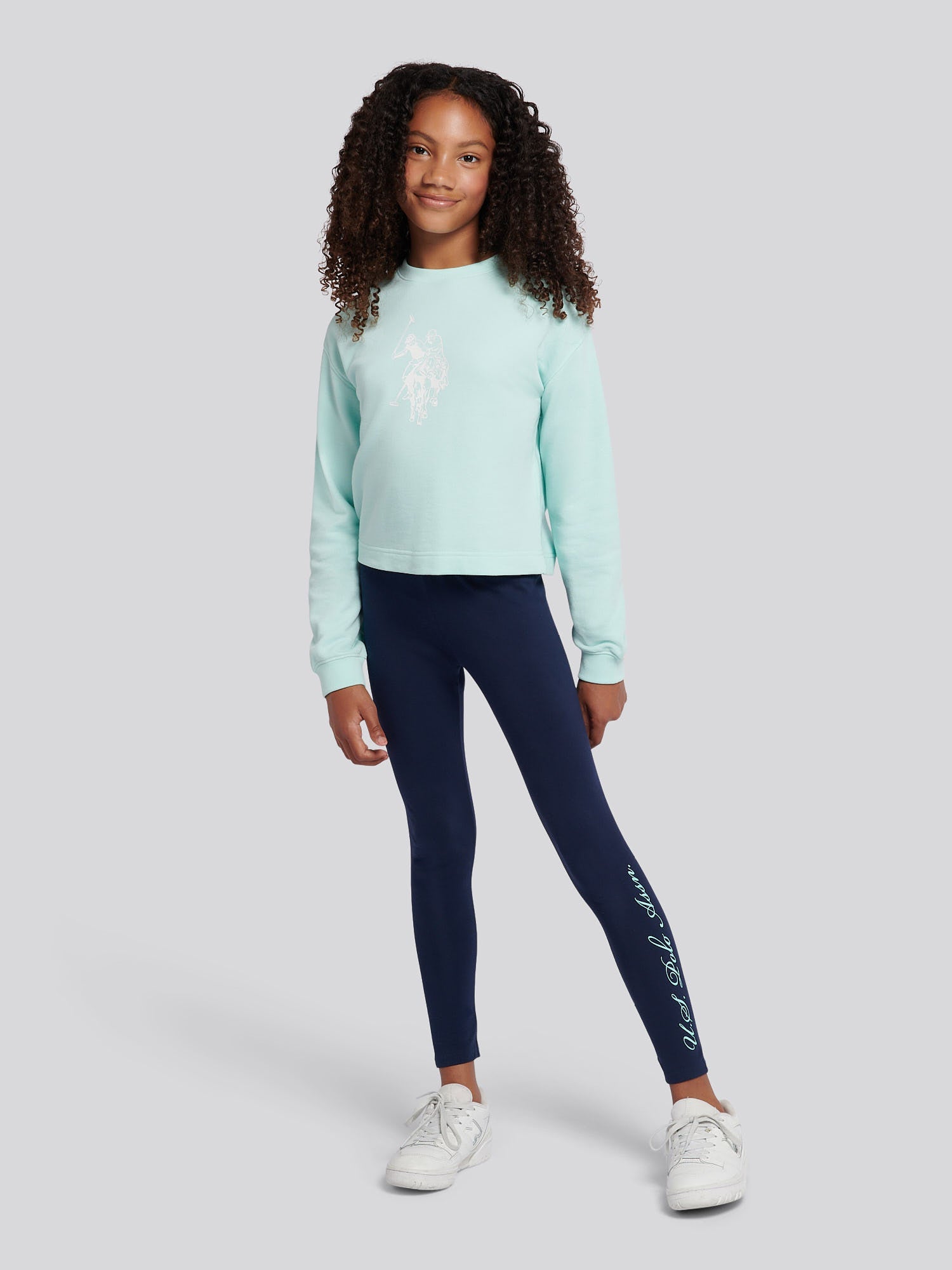 Girls Graphic Boxy Sweat & Legging Set Blue Light