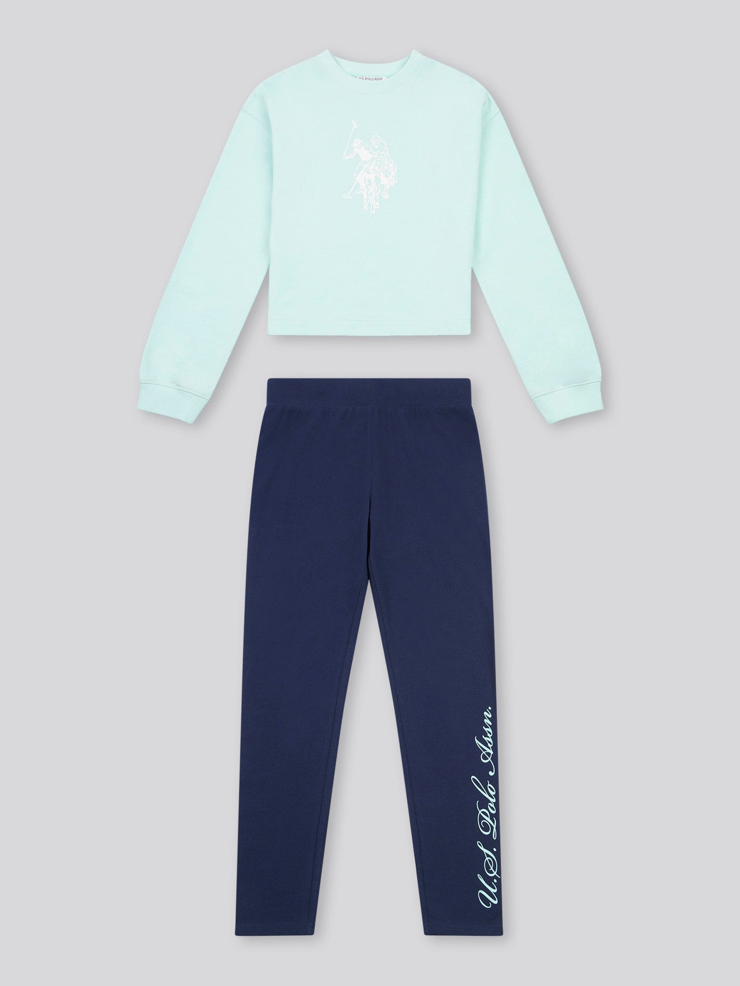 Girls Graphic Boxy Sweat & Legging Set Blue Light